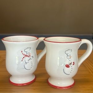 2 Williams-Sonoma Christmas Snowman Chef Coffee Cups